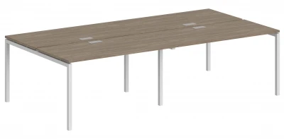 Рабочая станция 3200х1438х750 / профиль: 40х40 белый, столешницы дуб темный